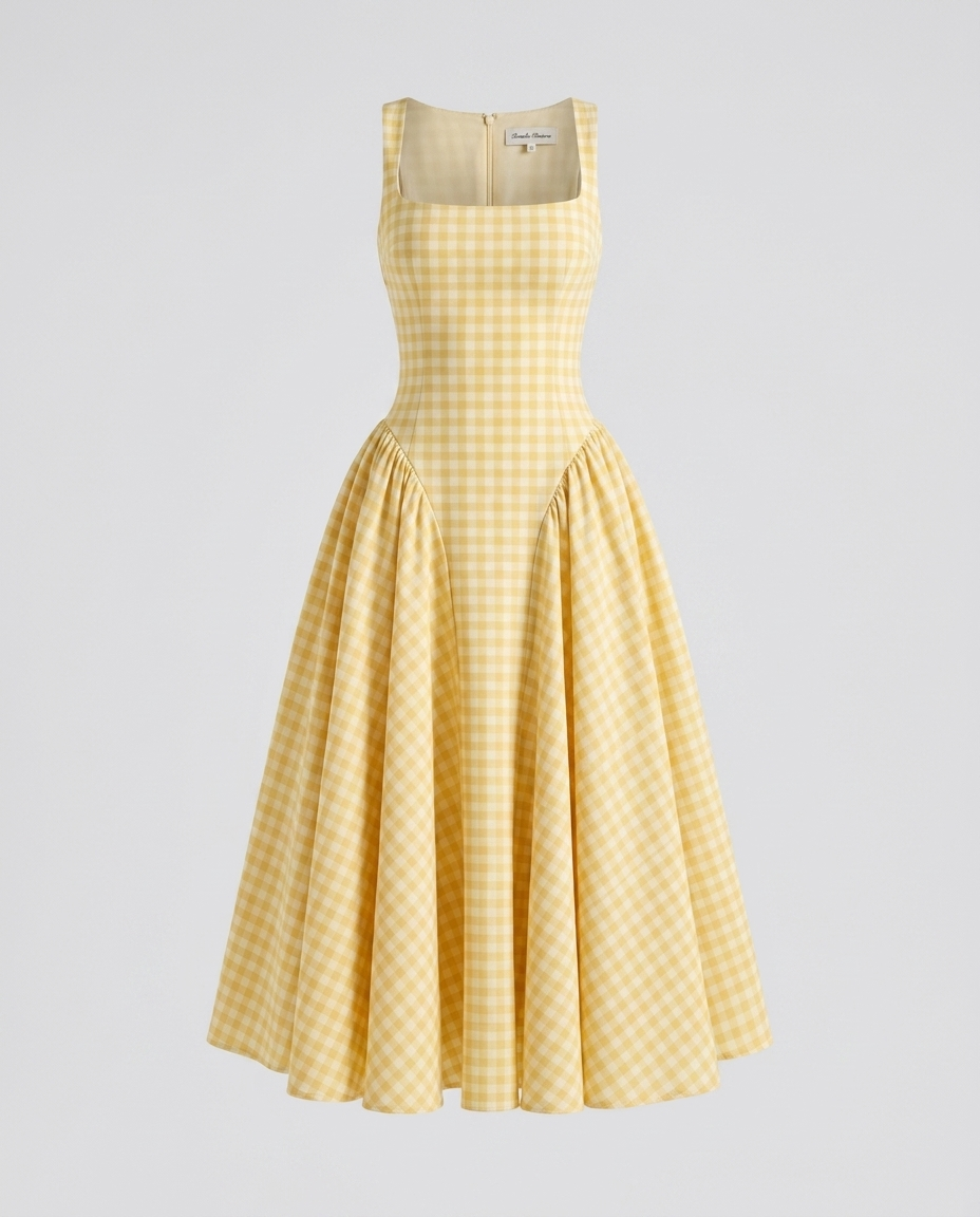 Rosalie Riviera Plaid Dress Yellow — Dress Only
