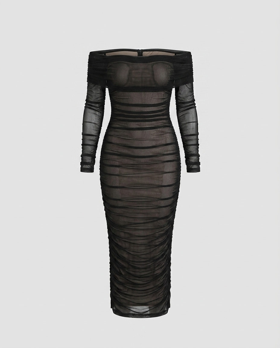Caldris Pleated Dress — Black — Ghost