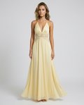 Eliora Lace Halter Gown — Yellow — Front