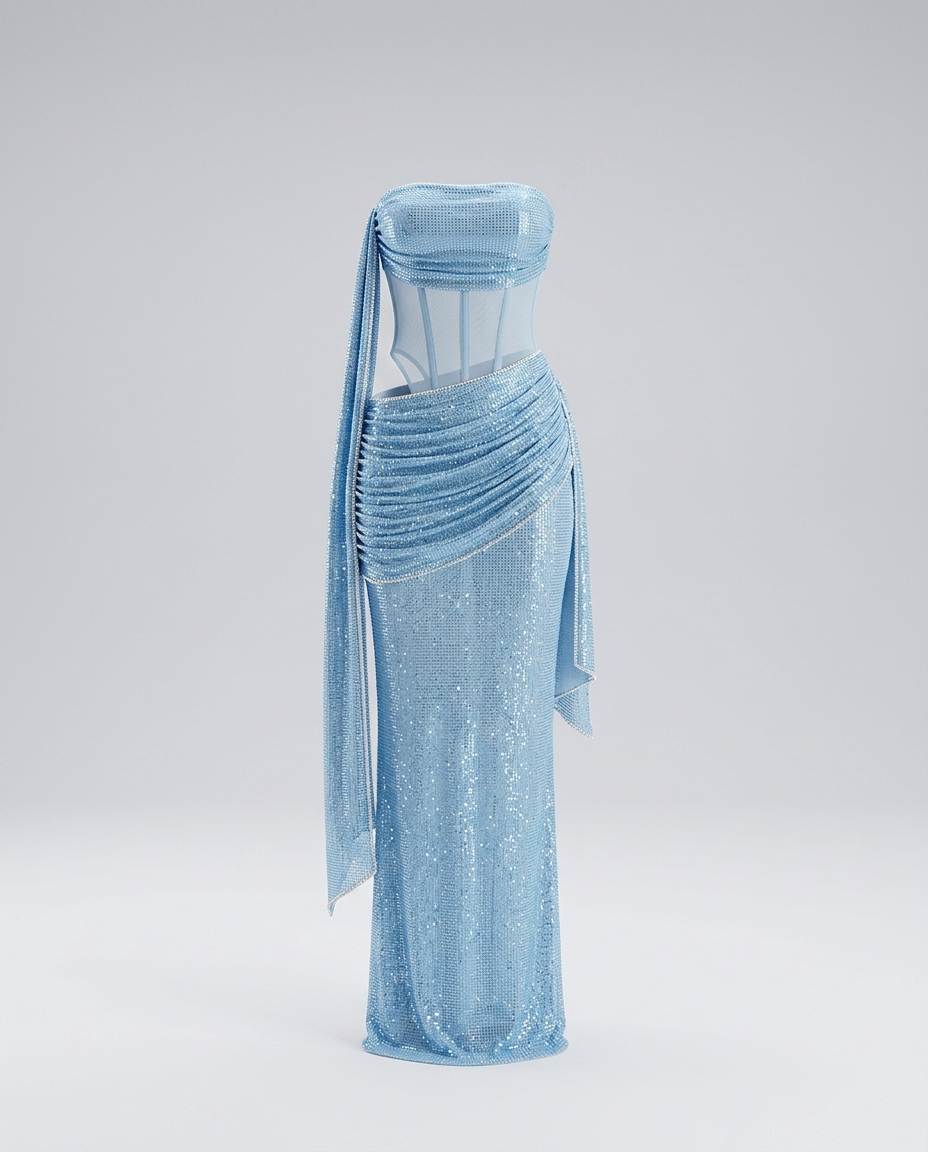Lumara Sequin Column Dress - Light Blue - Ghost