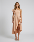 Auralis Pleated Dress Apricot Front