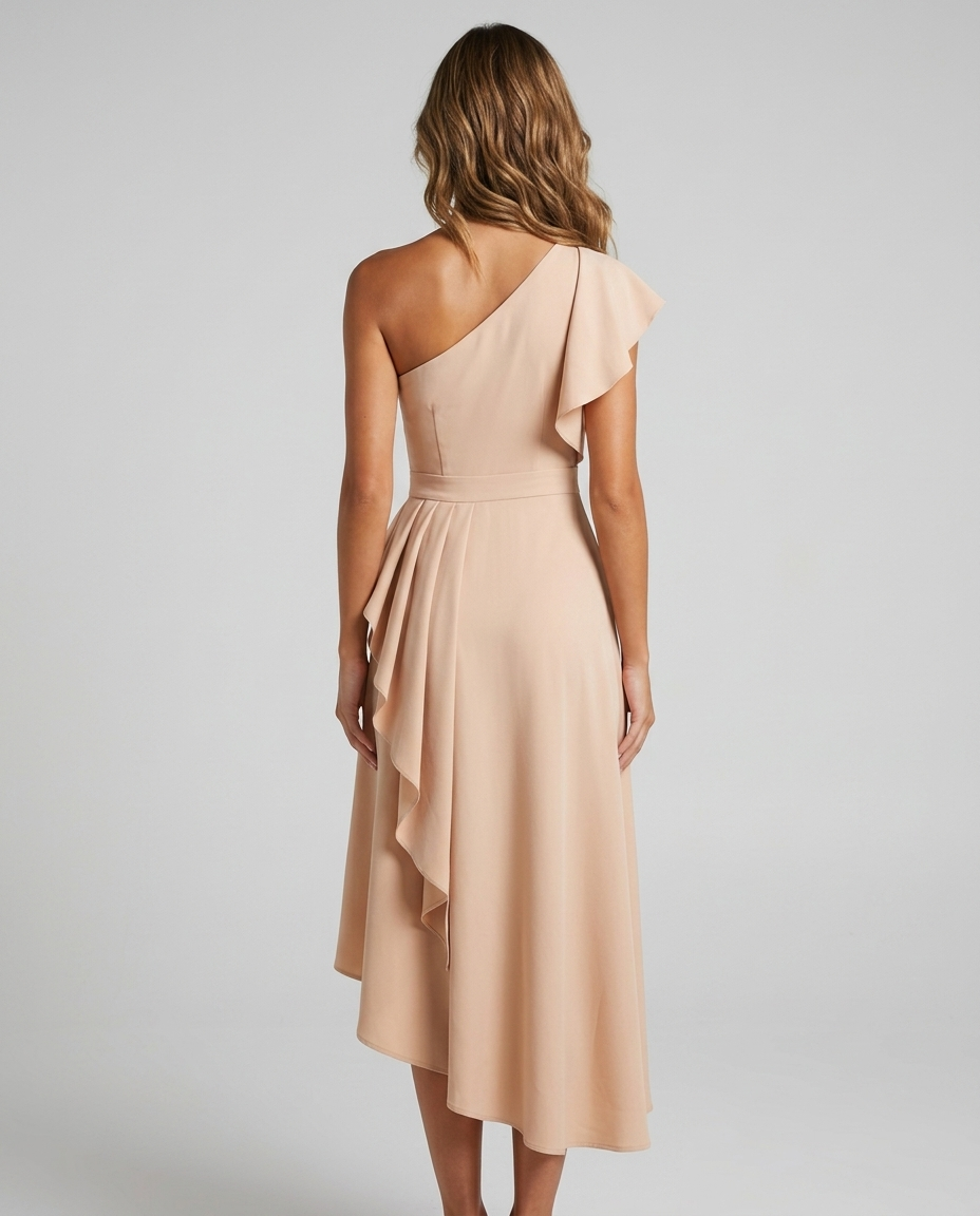 Auralis Pleated Dress Apricot Rear