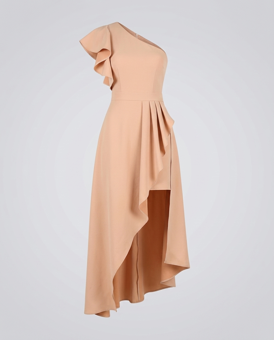 Auralis Pleated Dress Apricot Ghost