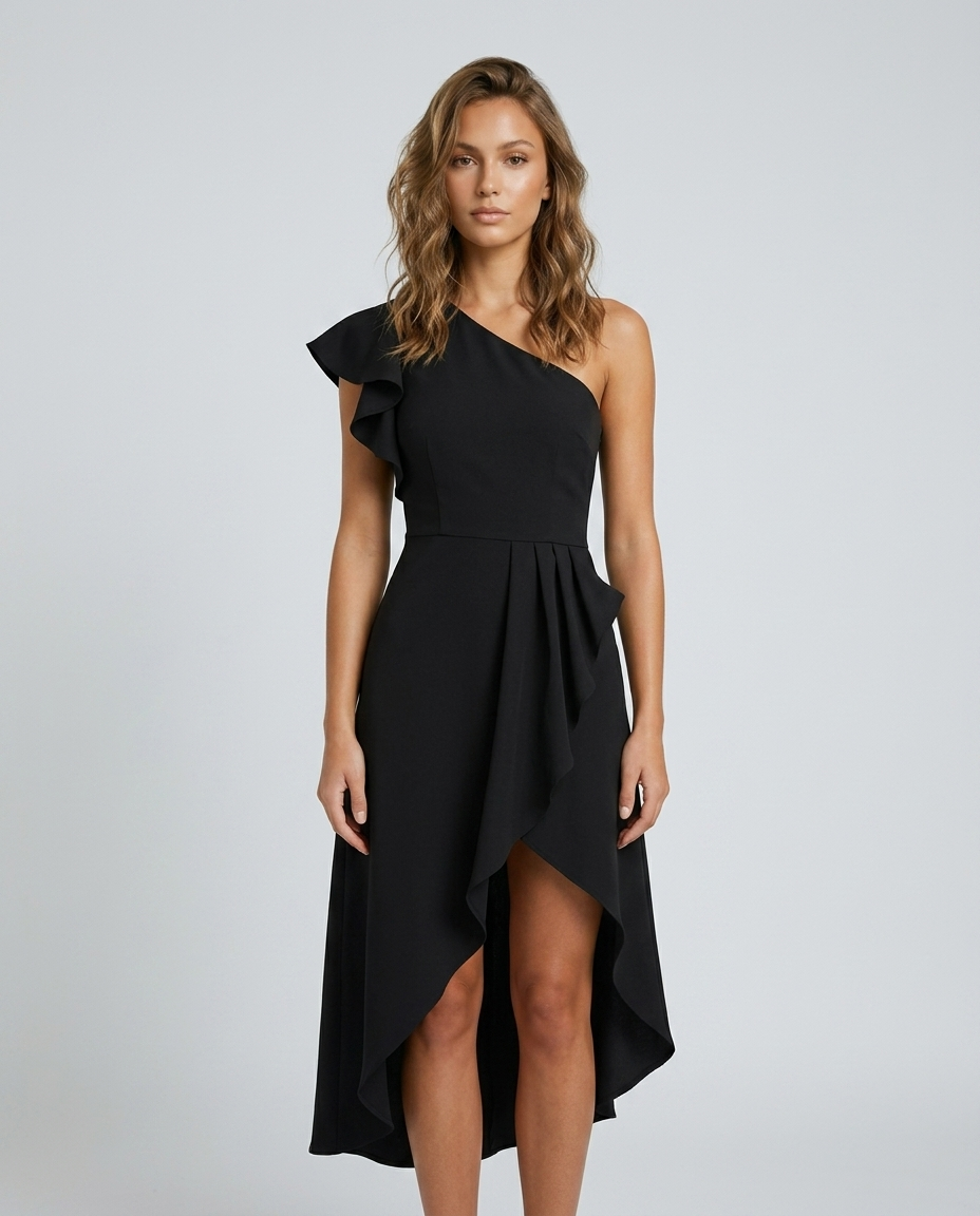 Auralis Pleated Dress Black Front