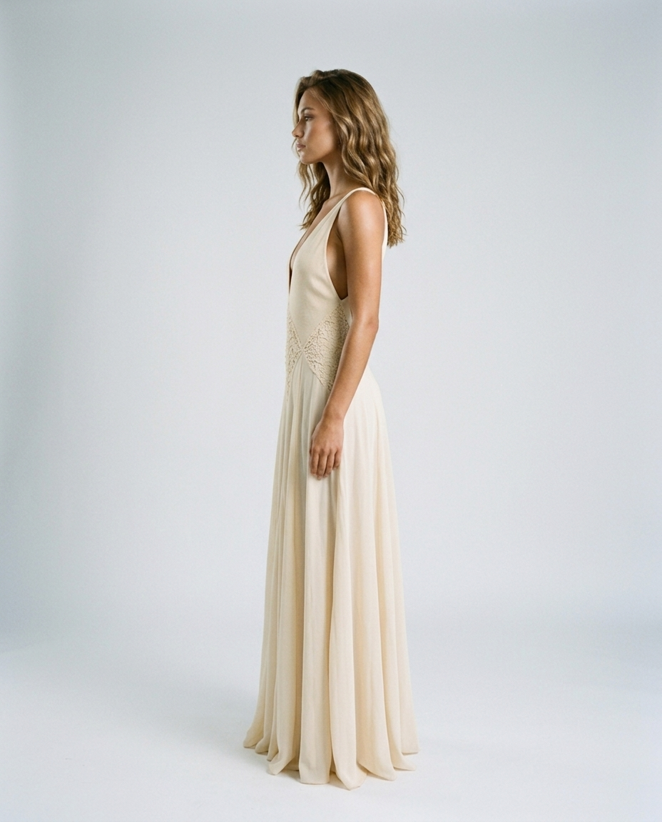 Ivresse Lace Knit Dress Beige Side