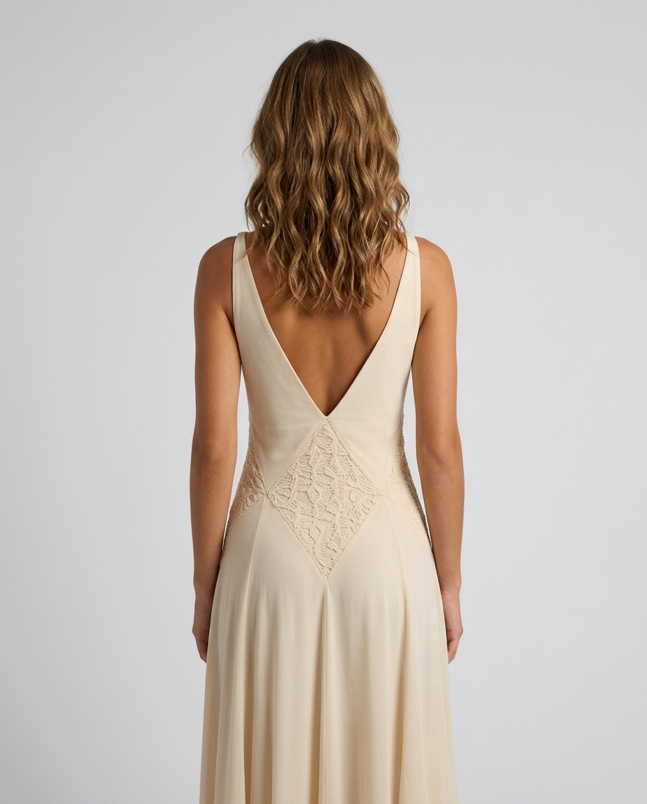 Ivresse Lace Knit Dress Beige Rear