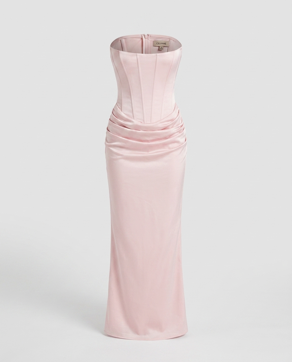 Celvane Satin Corset Dress - Pink - Ghost