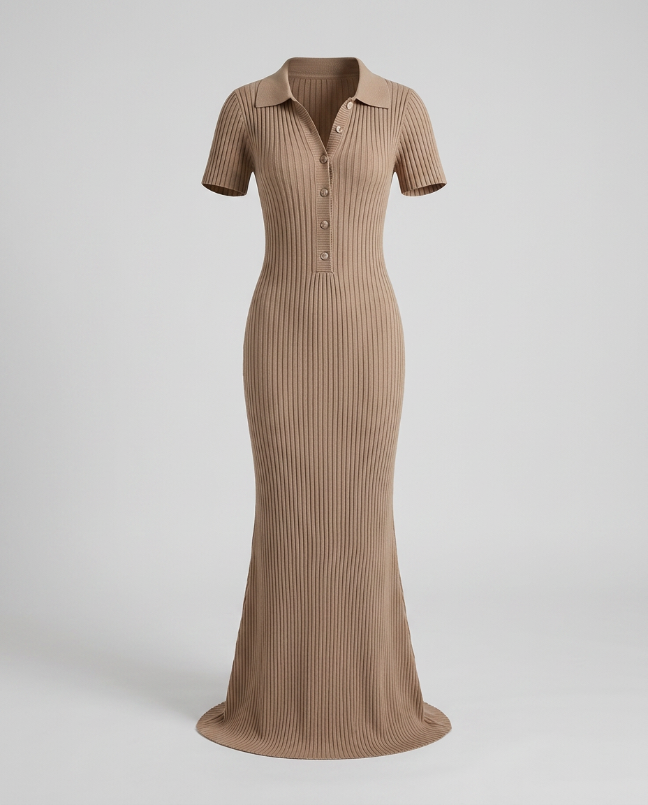 Orsina Polo Fishtail Knit Dress - Khaki - Ghost