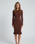 Brielle Knit Mermaid Dress - Brown - Front