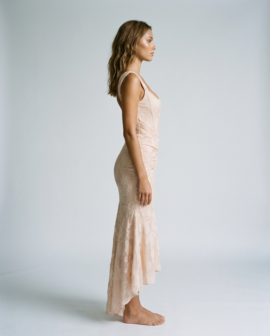 Evarra Corset Backless Dress - Champagne - Side