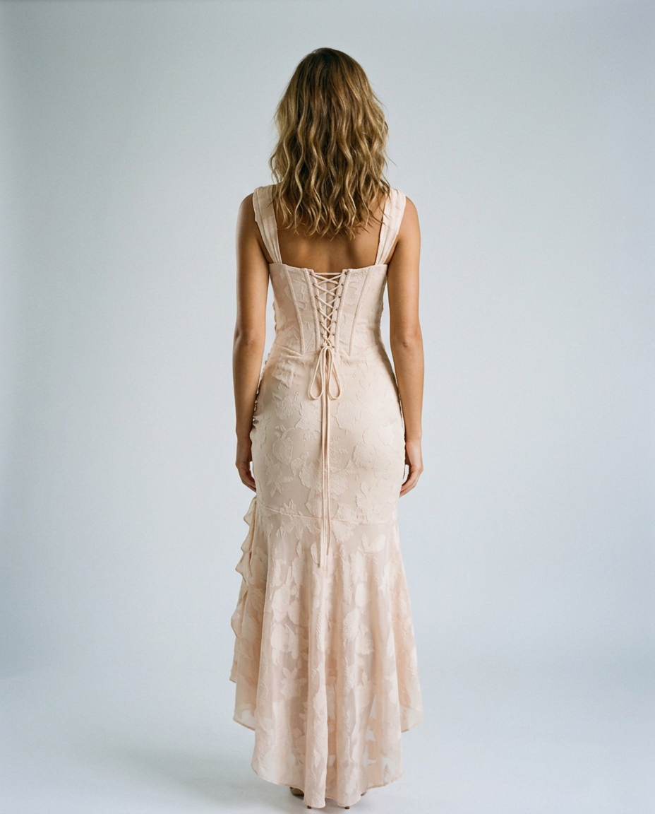 Evarra Corset Backless Dress - Champagne - Rear