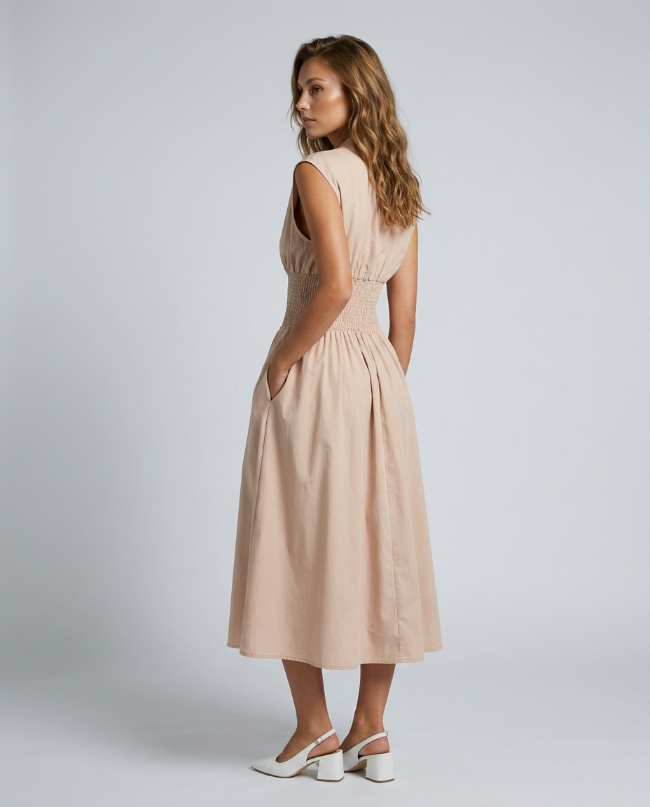 Zénora Dress - Apricot - Rear-Side