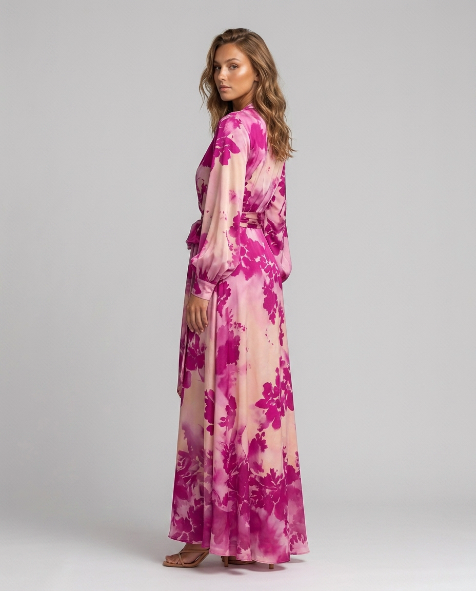 Avenelle Floral Dress - Pink - Rear-Side