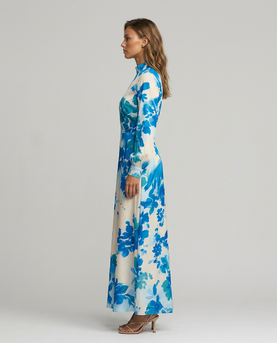 Avenelle Floral Dress - Blue - Side