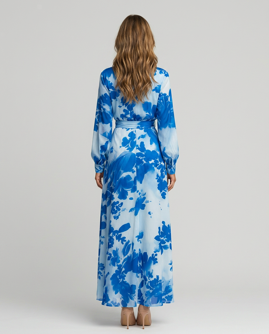 Avenelle Floral Dress - Blue - Rear