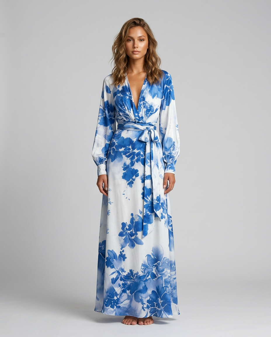 Avenelle Floral Dress - Blue - Front