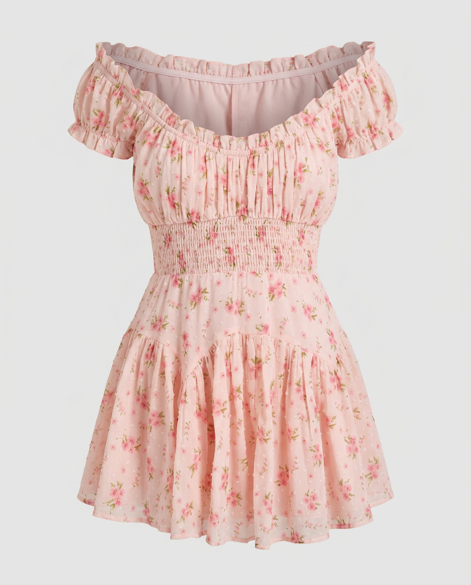 Roséra Off Shoulder Mini Dress - Pink - Ghost