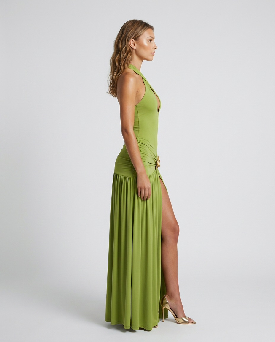 Selvara Halter Two Piece Set - Green Side