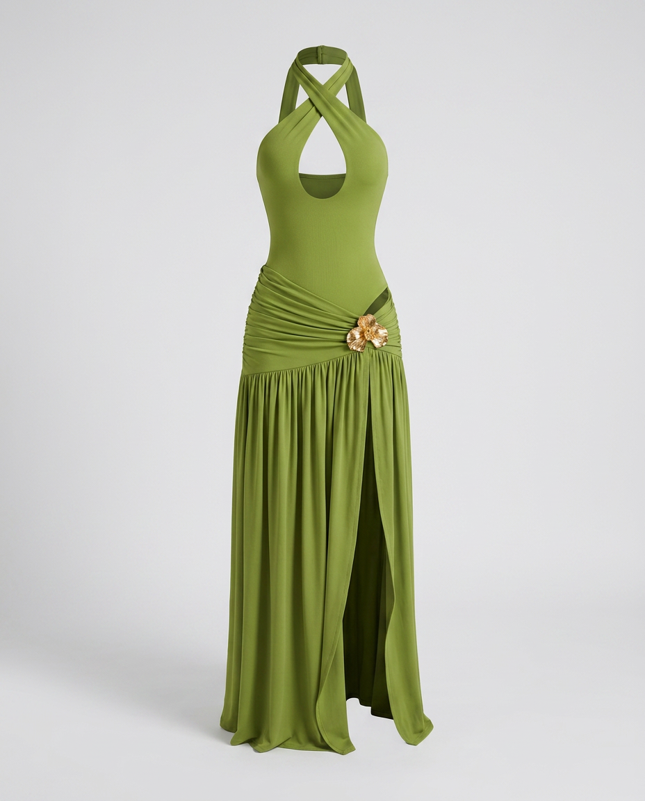 Selvara Halter Two Piece Set - Green Ghost