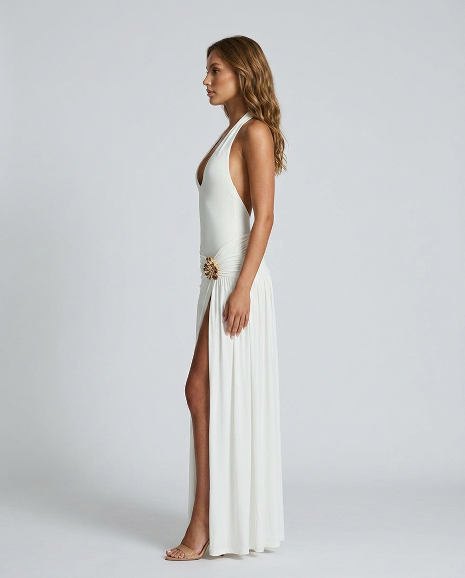 Selvara Halter Two Piece Set - White Side