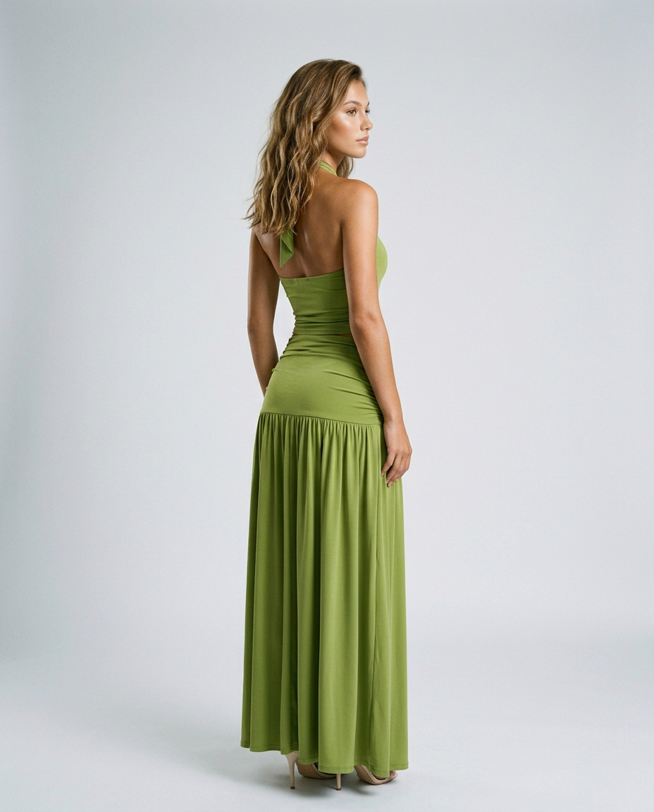 Selvara Halter Two Piece Set - Green Rear-Side