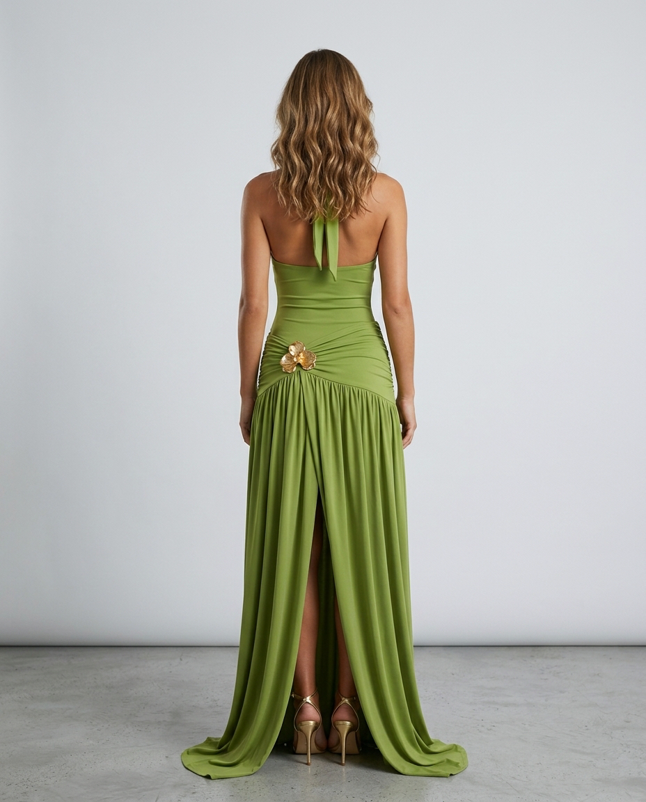 Selvara Halter Two Piece Set - Green Rear