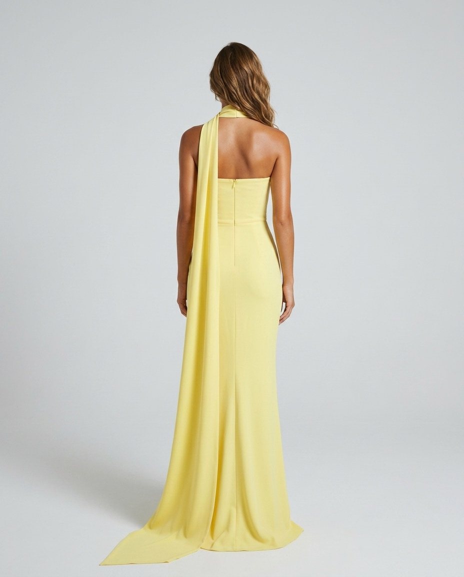 Carmielle Ribbon Dress Light Yellow — Rear