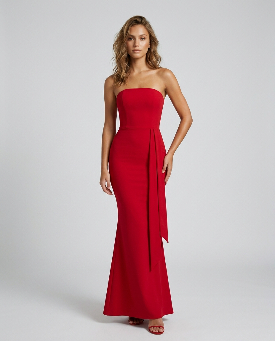 Carmielle Ribbon Dress Red — Front