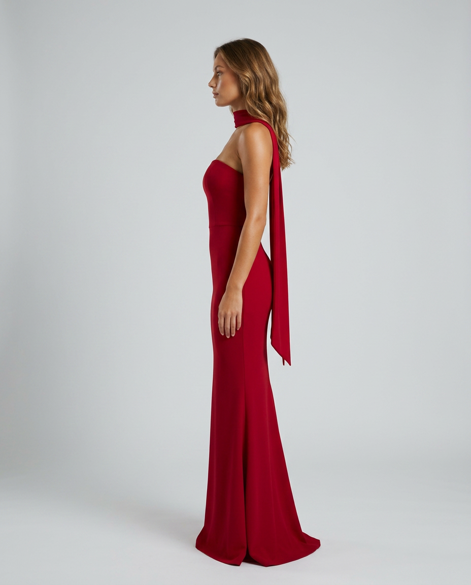 Carmielle Ribbon Dress Red — Side