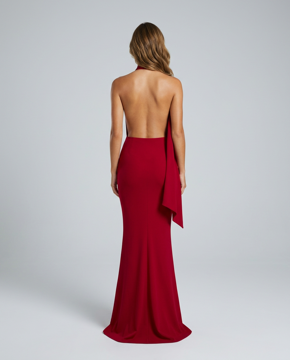 Carmielle Ribbon Dress Red — Rear