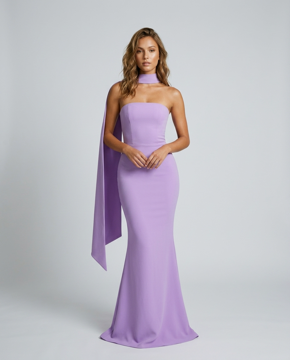 Carmielle Ribbon Dress Purple — Front