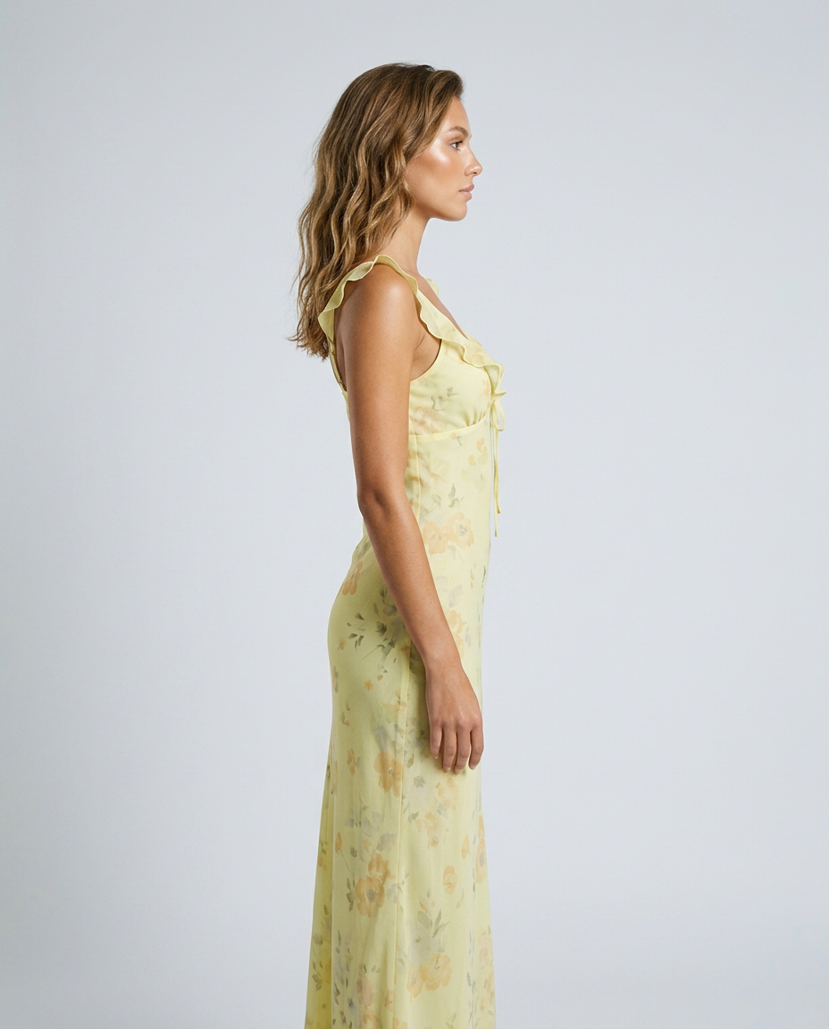 Liorenne Floral Dress in Yellow - Side