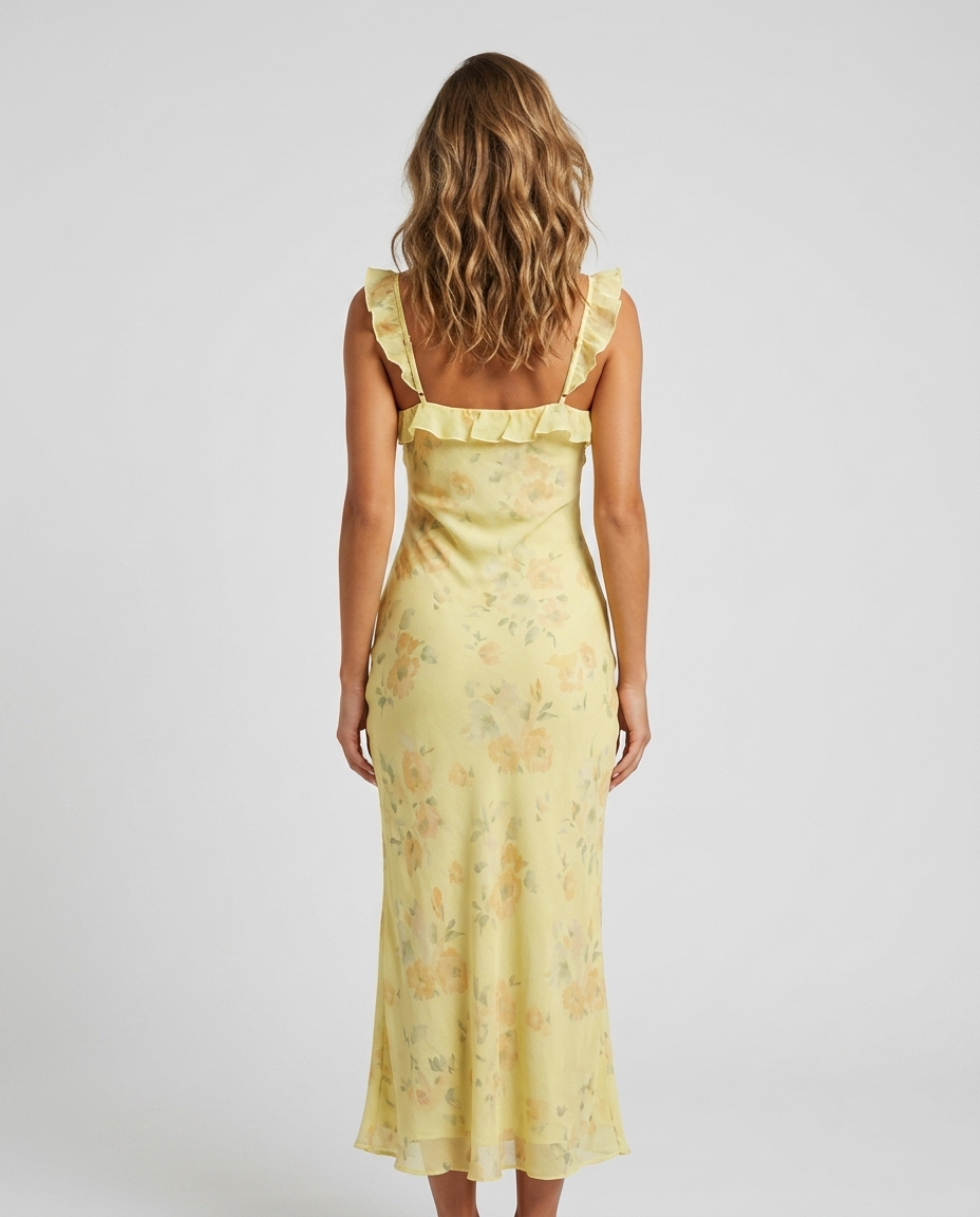 Liorenne Floral Dress in Yellow - Rear