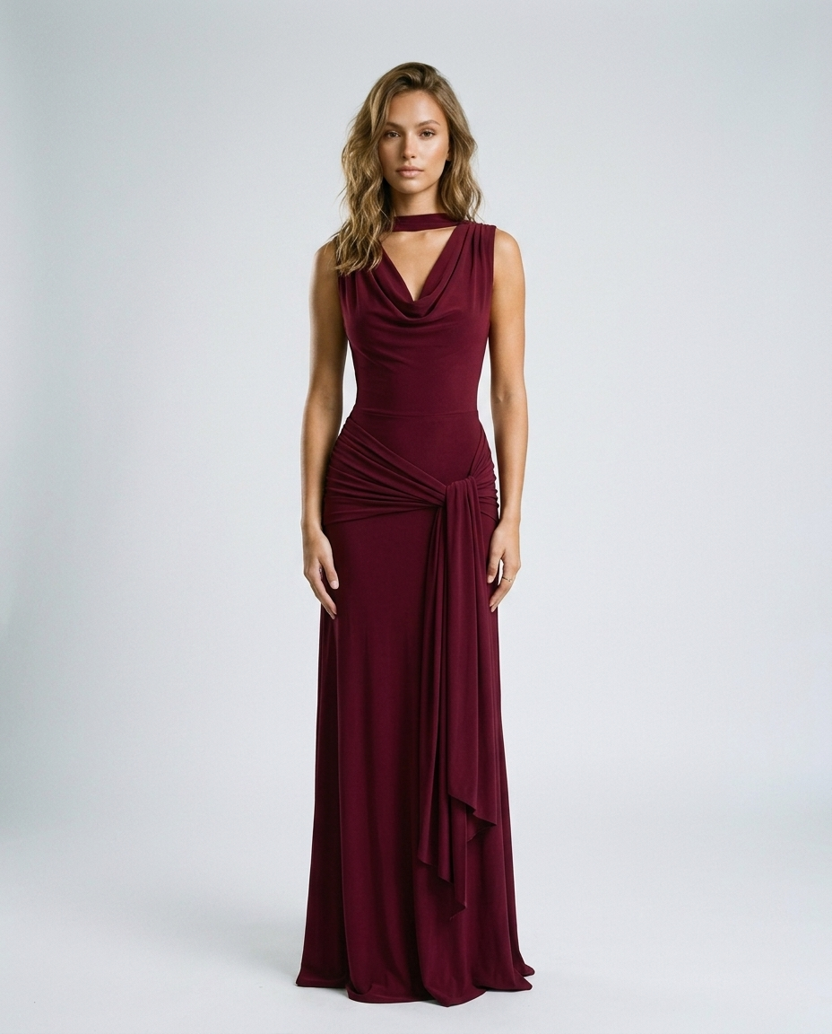 Vionara Cross Dress in Burgundy - Front