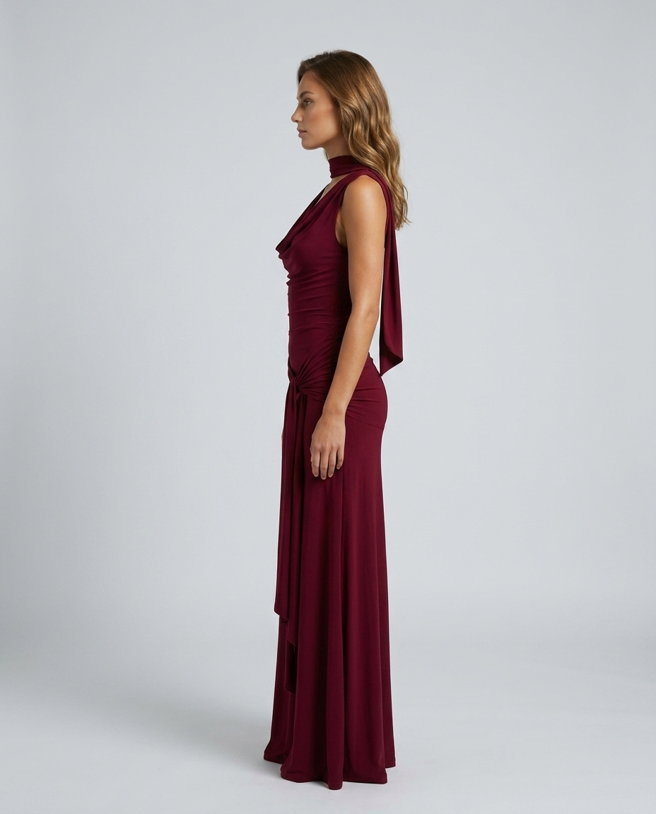 Vionara Cross Dress in Burgundy - Side