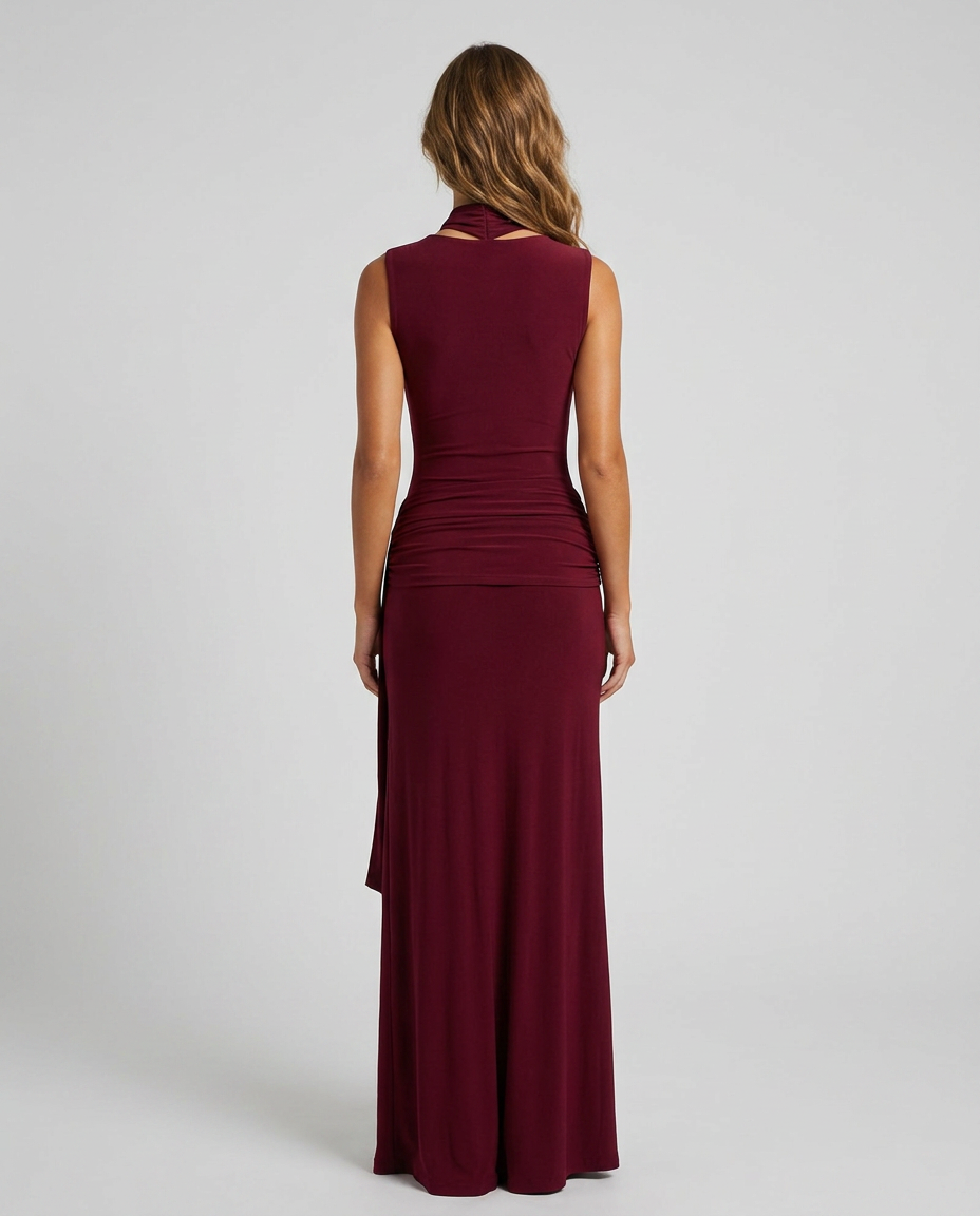 Vionara Cross Dress in Burgundy - Rear