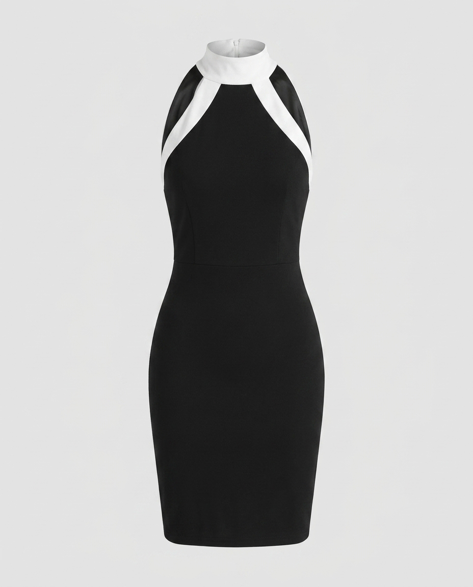 Seralyn Halter Mini Dress in Black - Ghost