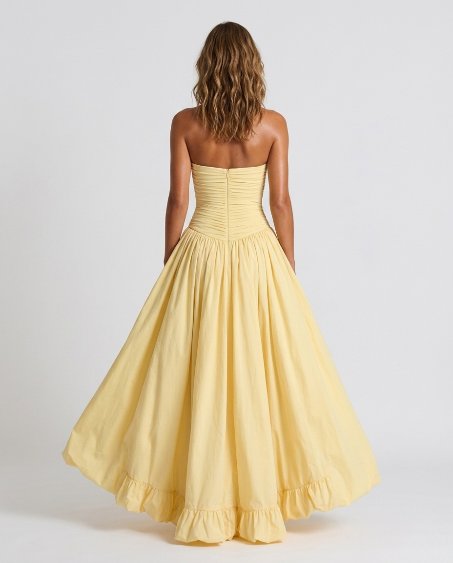 Tulevia Corset Tulle Dress Yellow - Rear
