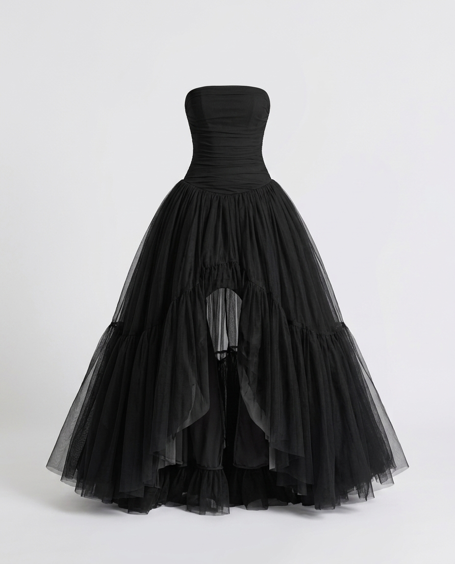 Tulevia Corset Tulle Dress Black - Ghost