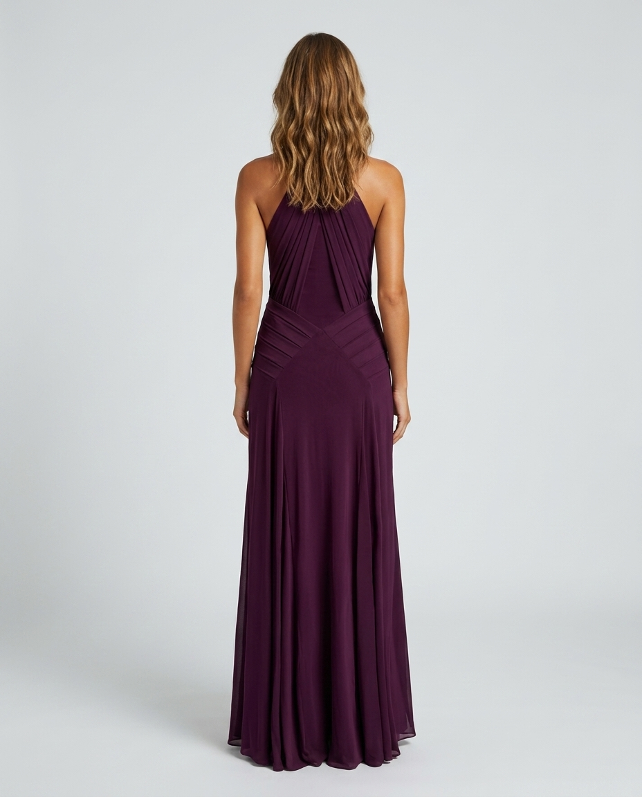 Elaris Halter Chiffon Dress Purple - Rear