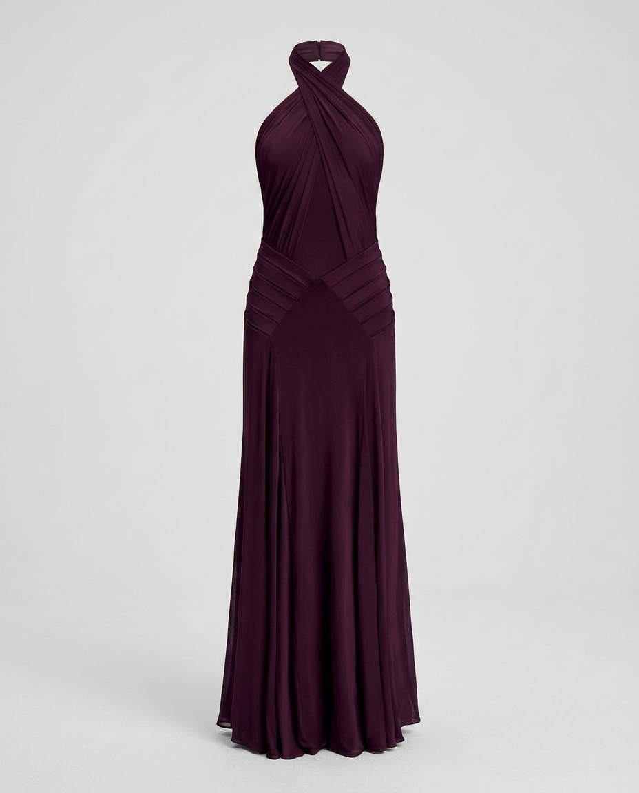Elaris Halter Chiffon Dress Purple - Ghost