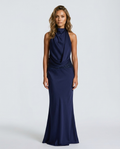 Novera Sequin Backless Dress Navy Blue - Front