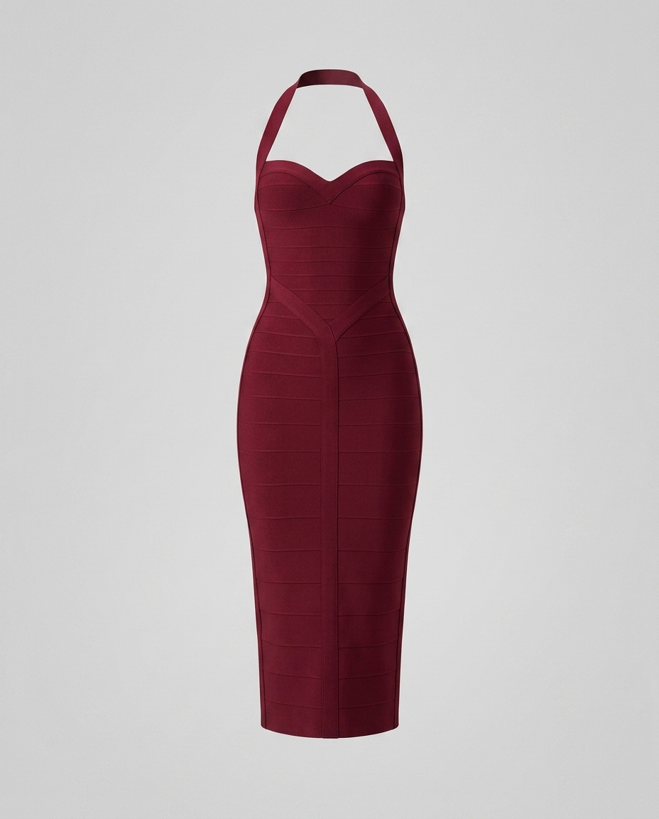 Virella Contour Column Dress Wine Red Ghost