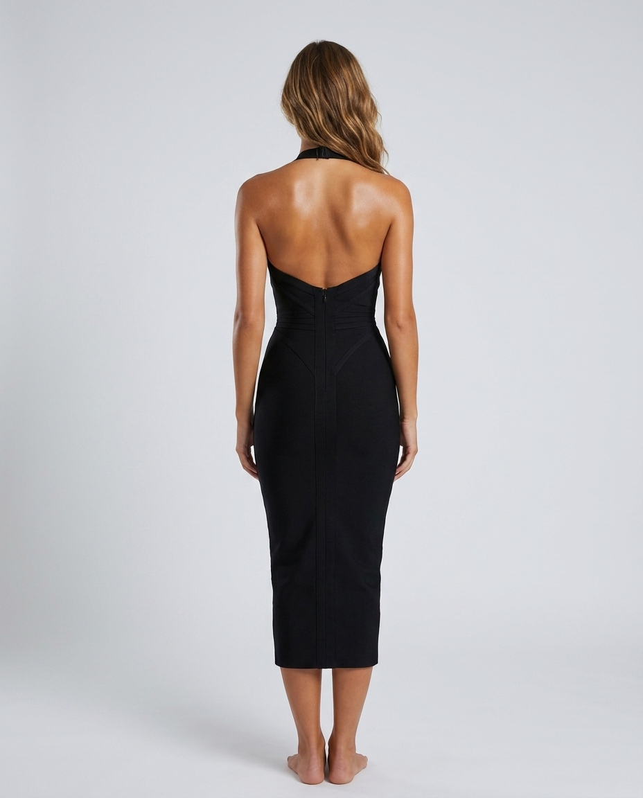 Virella Contour Column Dress Black Rear