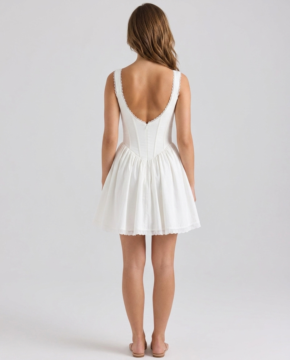 Lunessa Lace Back Mini - White - Rear