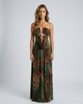 Azel Chain Slit Dress - Green - Front