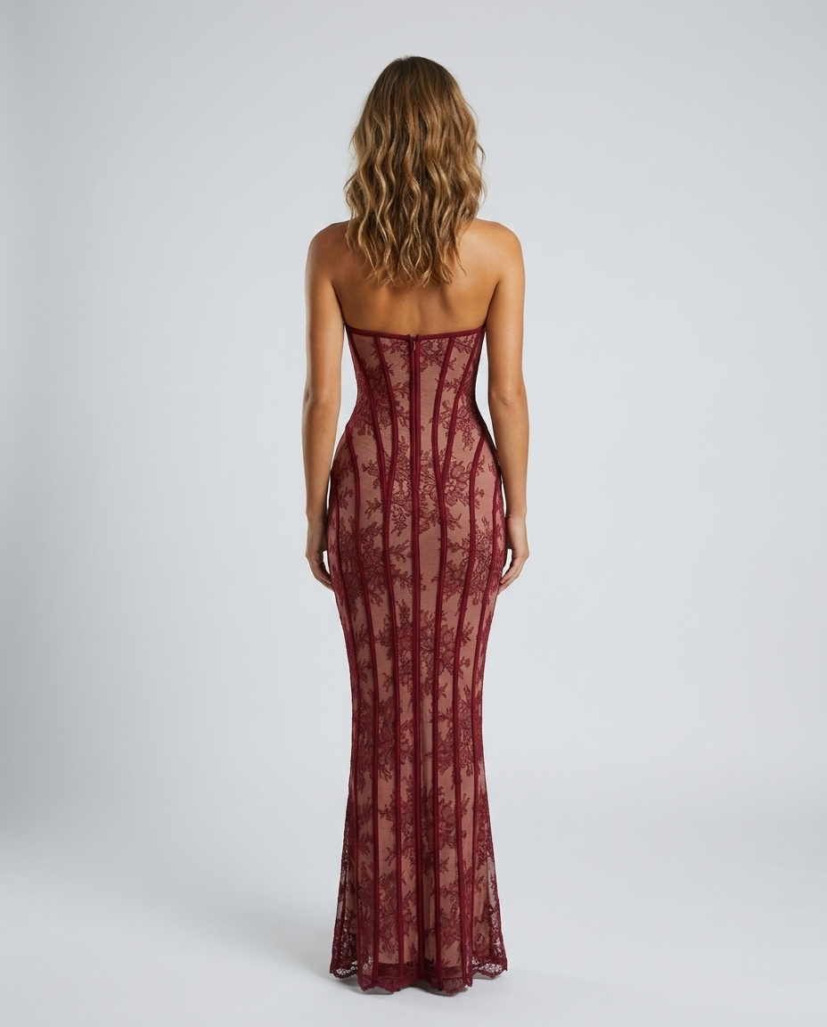 Allegra Fishtail Knit Dress - Red - Rear