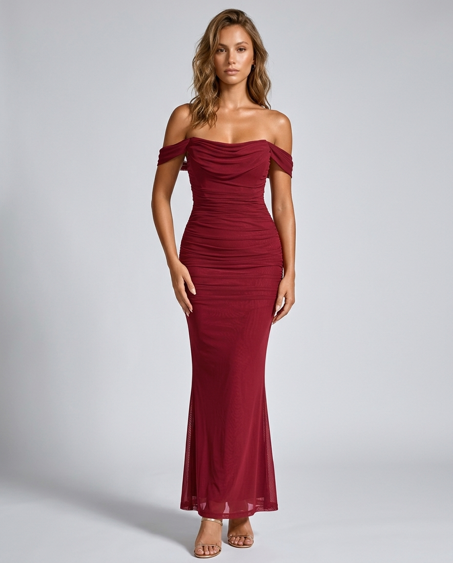Maelle Dress - Burgundy - Front