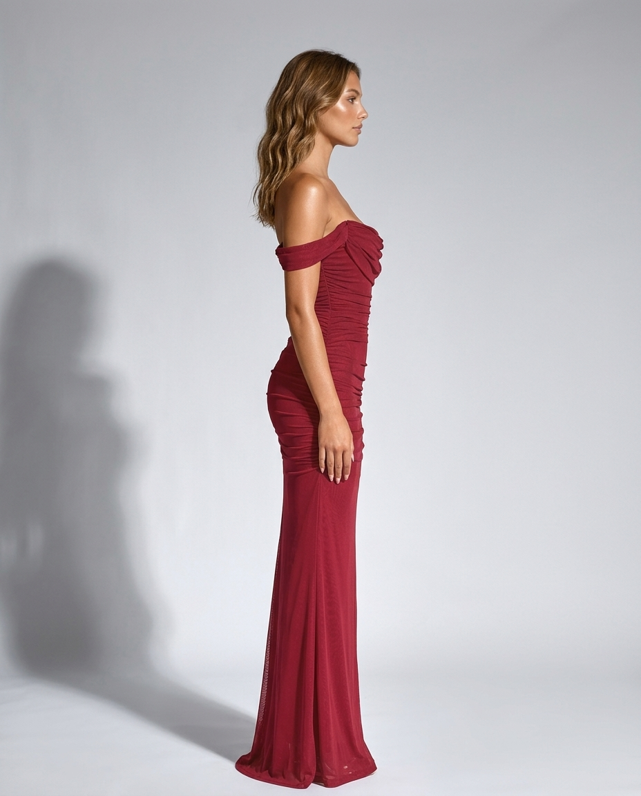 Maelle Dress - Burgundy - Side