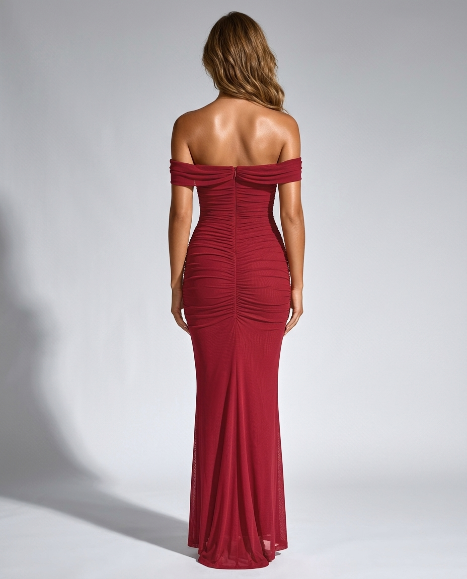 Maelle Dress - Burgundy - Rear